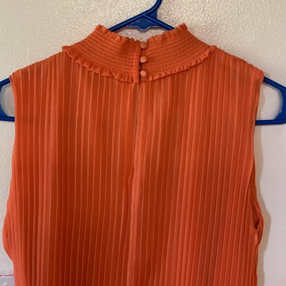 Nanette Lepore High Neck Sleeveless Pleated Vivid Coral Dress: Size 6 NWT - Picture 12 of 14